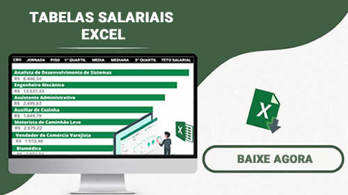 Tabelas salariais em Excel cidade, estado e segmento